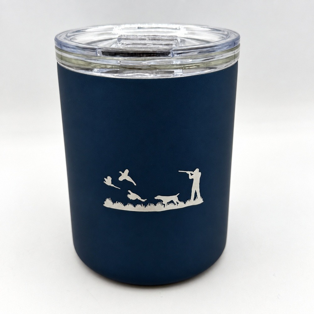 NWT Vinglace Limited Edition Bird Hunter Glass Lined Whiskey Glass Navy Tumbler